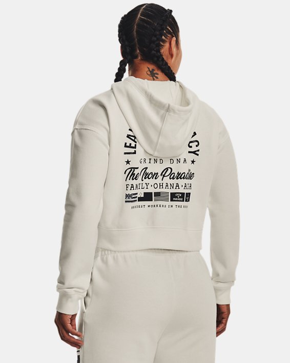 Women's Project Rock Heavyweight Terry Family Full-Zip in White image number 1
